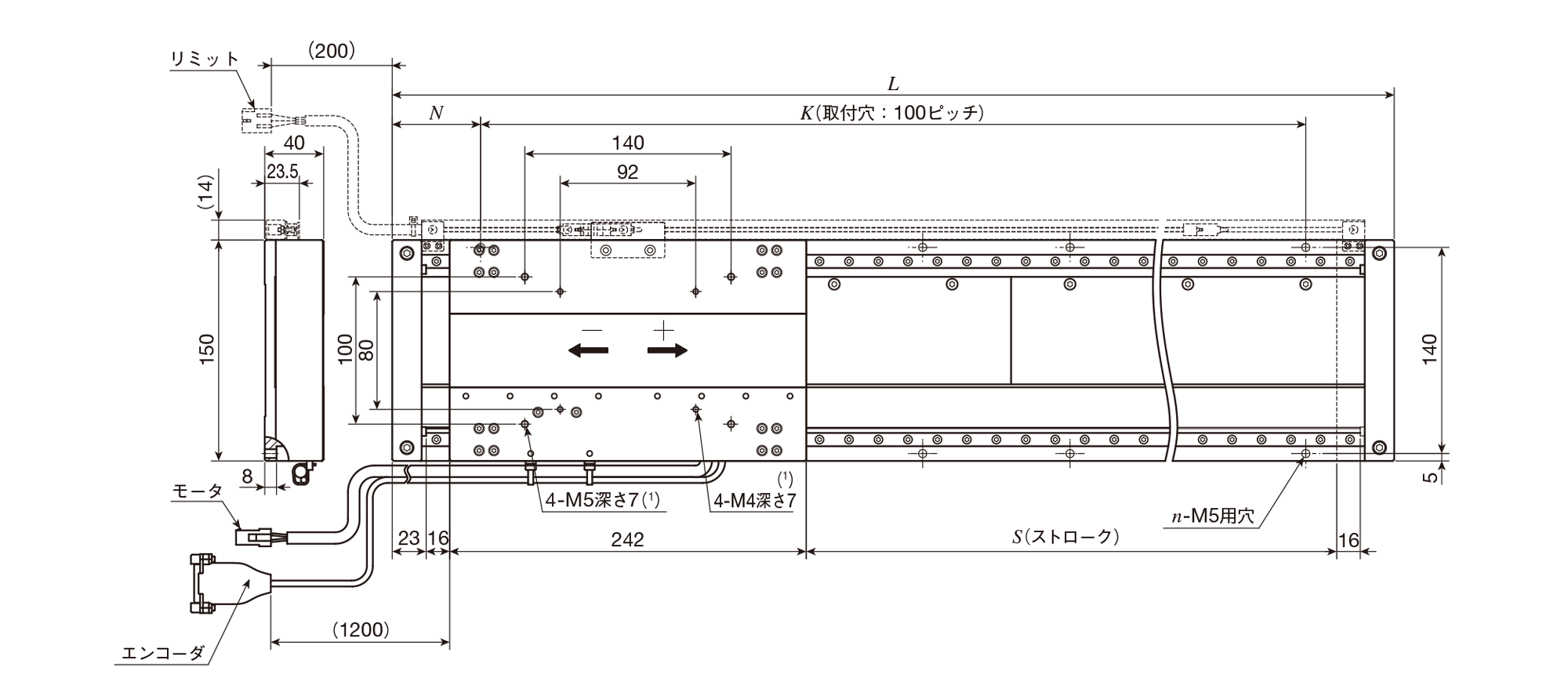 LT150CE 寸法図|リニアモータテーブルLT|MECHATRONICS専用 LT150CE 寸法図|リニアモータテーブルLT|MECHATRONICS専用